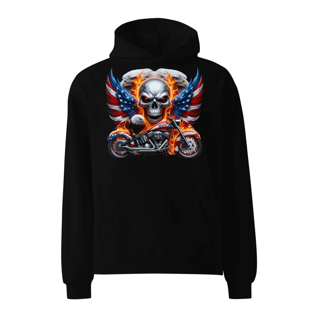 Patriotic Skull & Motorcycle Oversized Hoodie #3 product image (1)