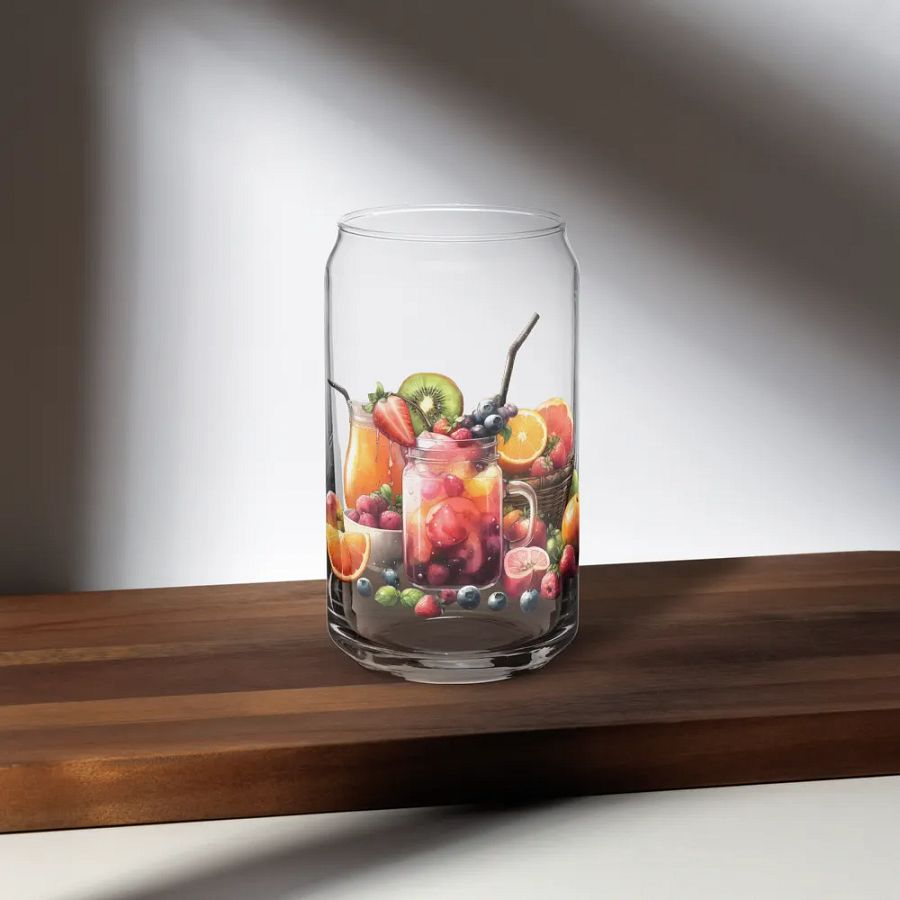 Fruit juice with fruit slice mixed water affect design-02-Can-Shaped Glass product image (8)