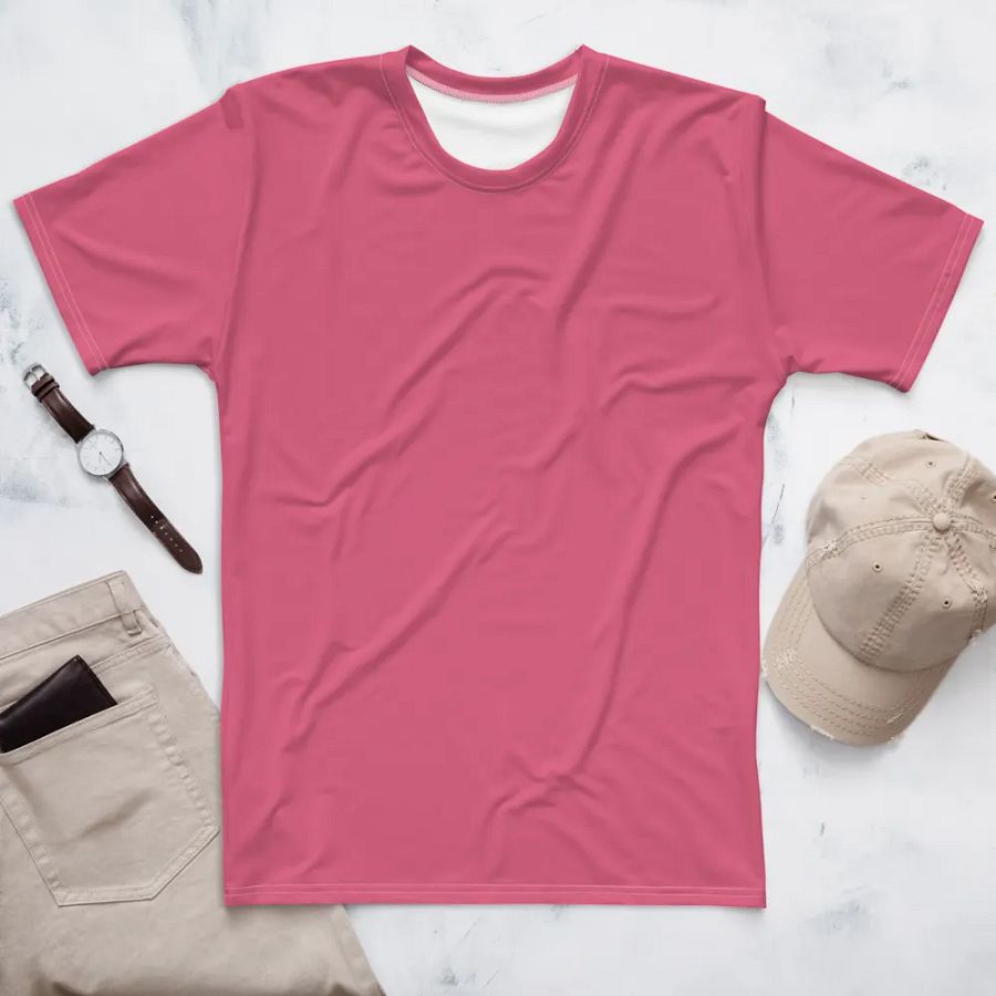 Plain Rosy Pink True Summer Men's Crewneck Polyester Heavyweight Premium T-Shirt by Treasure Pie product image (1)