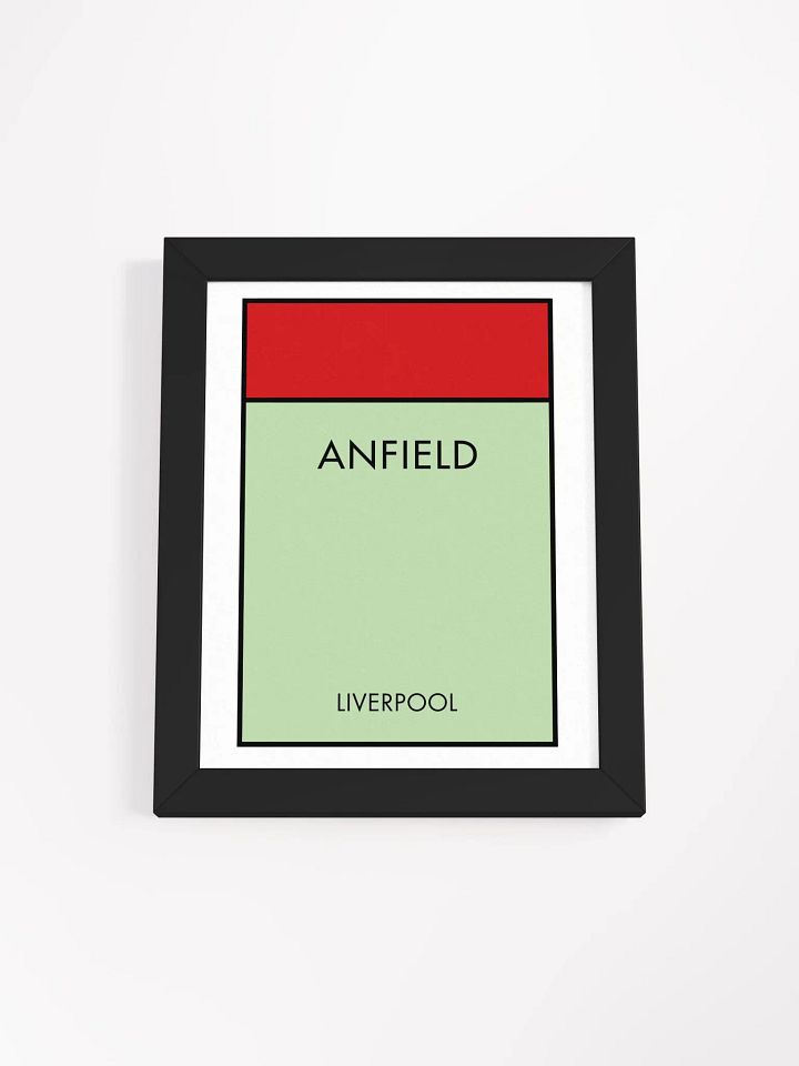 Anfield Stadium Liverpool Monopoly Title Art Framed Print product image (1)