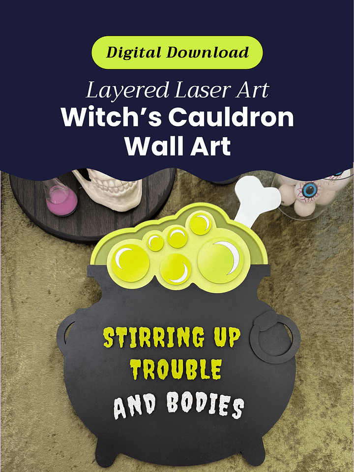Witch's Cauldron Layered Art - Digital Laser Cut File product image (1)
