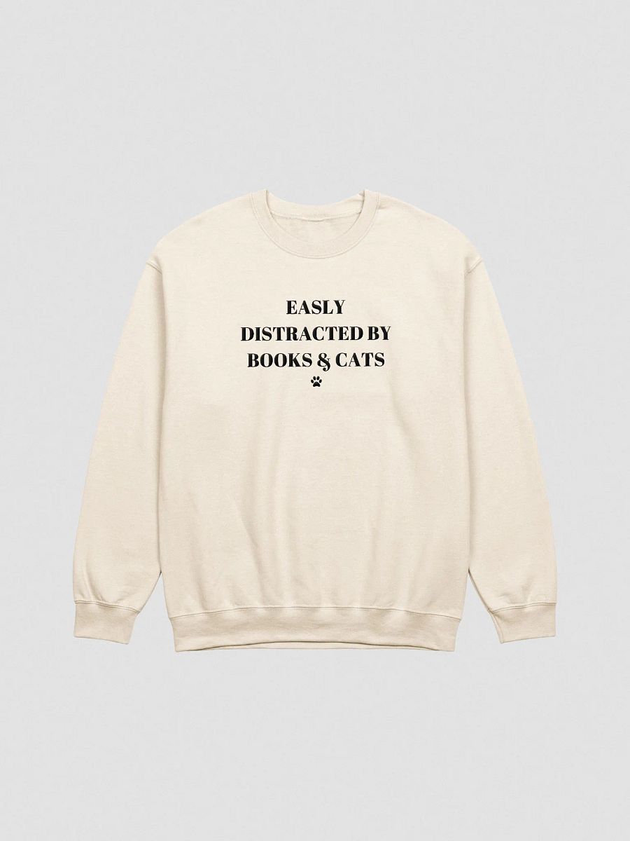 Easily Distracted by Books & Cats' Fun Embroidered Design Sweatshirt product image (2)