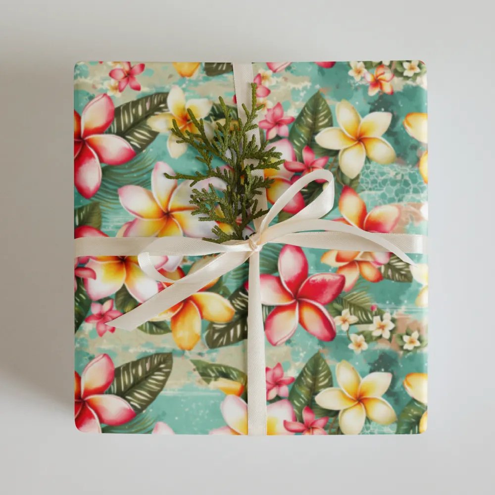 Tropical Christmas Floral Waves Wrapping Paper product image (8)