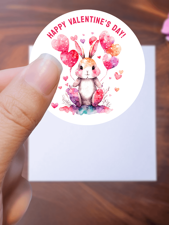 Happy Valentine's Day Bunny with Heart Balloons product image (1)