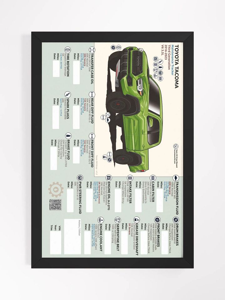 3RD GEN MAINTENANCE TRACKER V1.2 - Lime (FRAMED) product image (2)