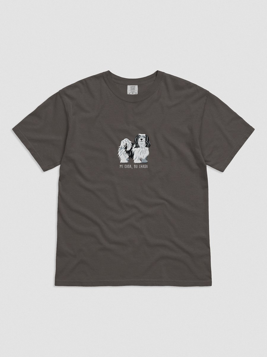 Mi Casa, Su Lhasa T-Shirt(Embroidered) of a Lhasa Apso(Black & White) product image (5)
