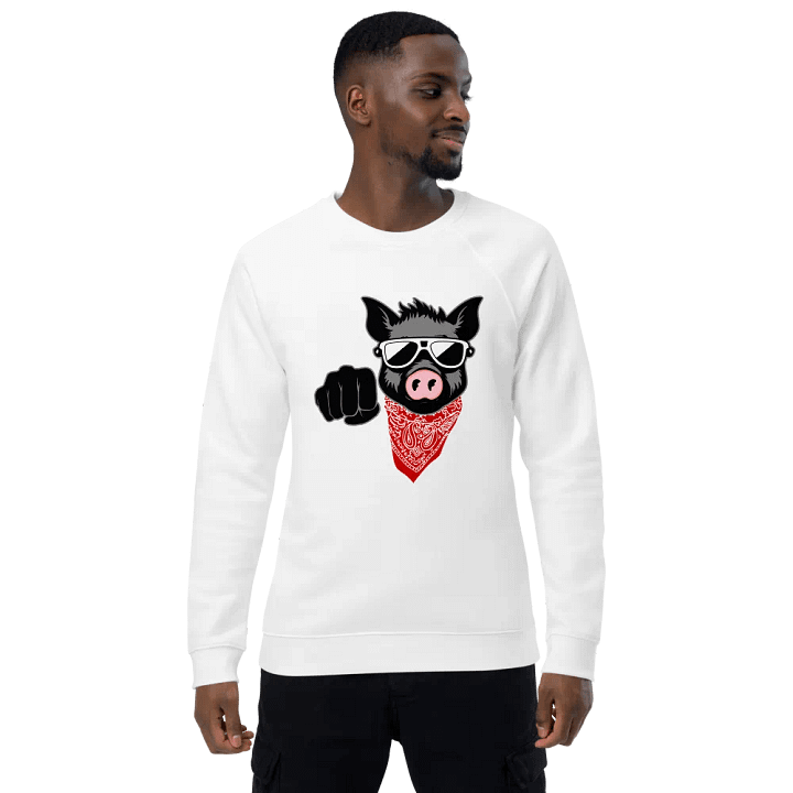 Kinky Fist Pig · organic raglan sweatshirt product image (1)