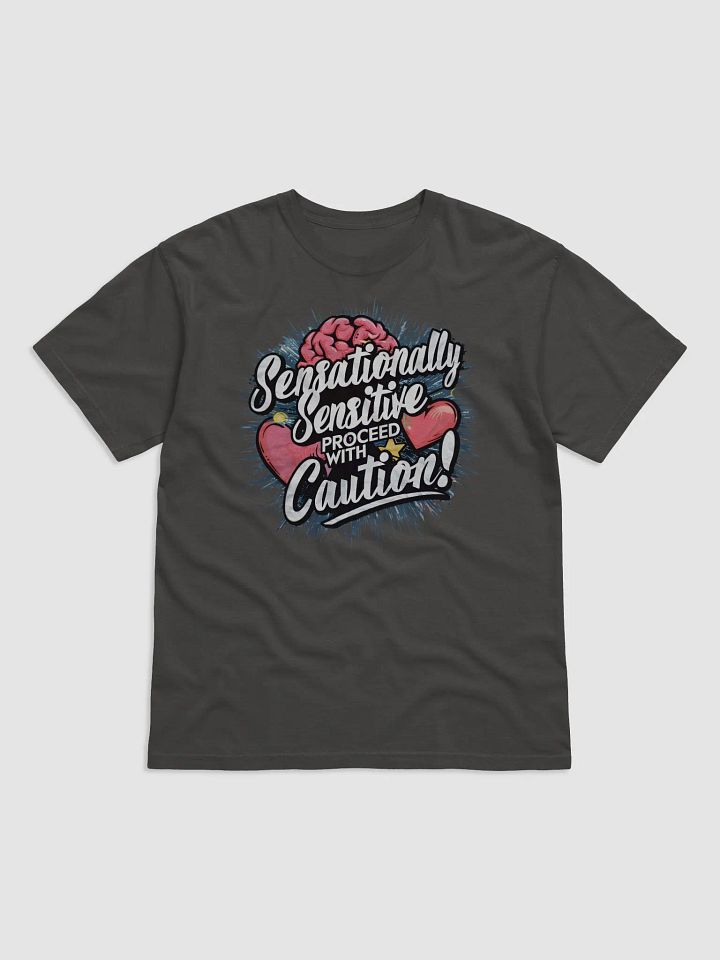 Sensationally Sensitive Proceed With Caution Heavyweight Unisex T-shirt product image (2)