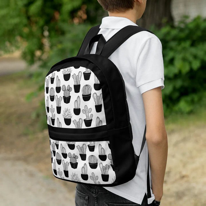 Line Art Cacti Pattern All-Over Print Backpack product image (1)
