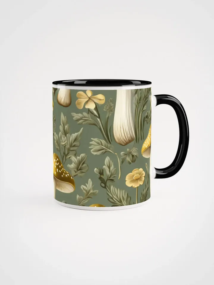 Coffee Mug with Color Inside - Golden Mushrooms on Light Green product image (1)
