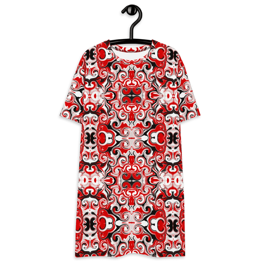 Red Abstract Swirls T-Shirt Dress product image (5)