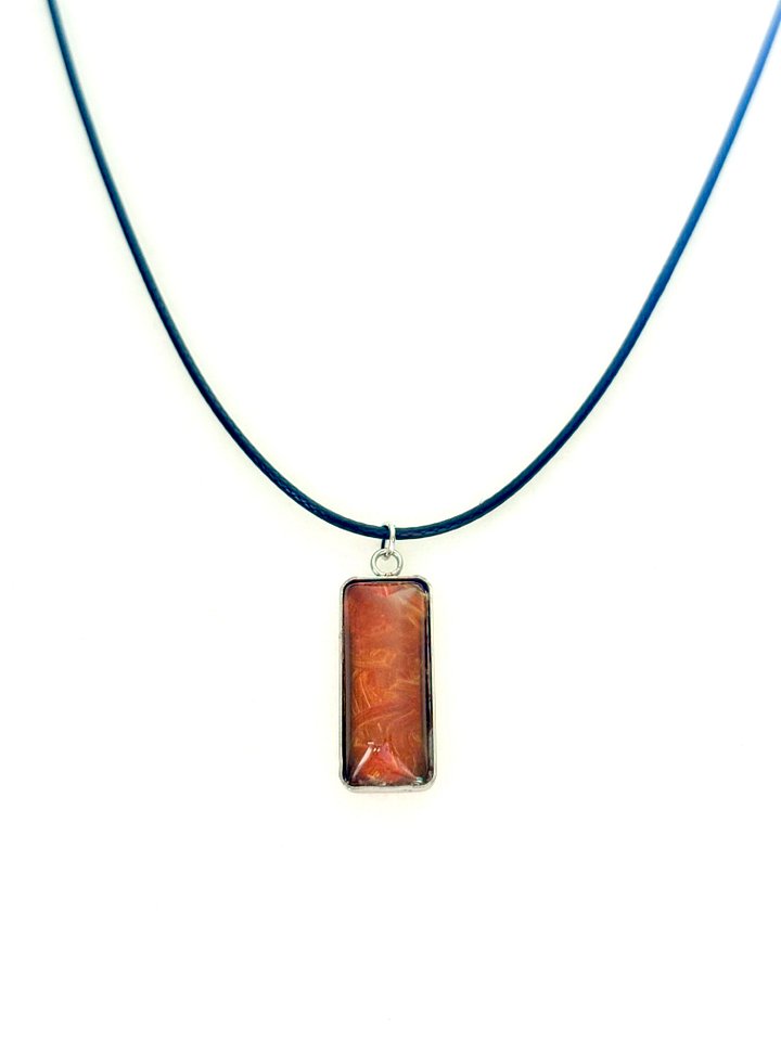 Electric Tide Pendant Necklace | Amber Orange Tangerine | Rectangle Cabochon | Monique Faella Designs™ | MFD-00154 product image (2)