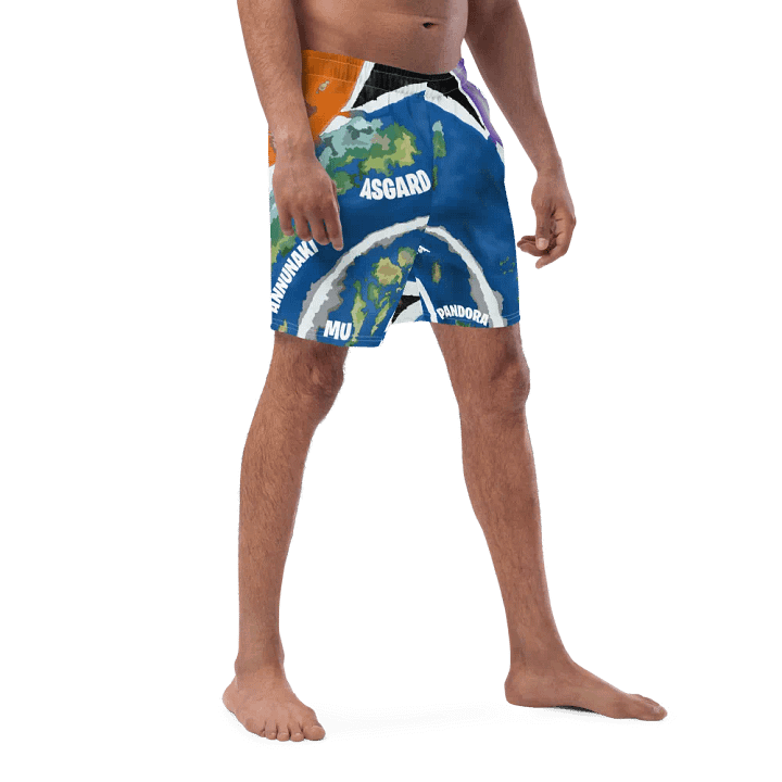 All-Over Print Swim Trunks Beyond The Ice Wall Map product image (1)
