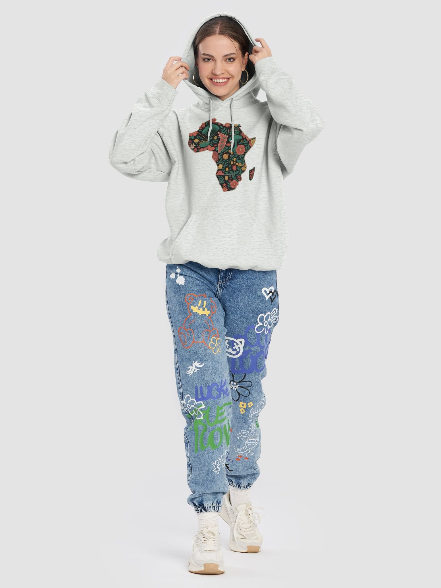 Map of Africa Floral Flower Design Hoodie product image (80)