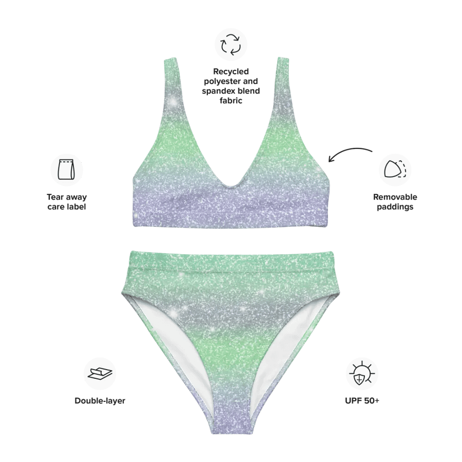 Glitter Unicorn Texture Design High Waisted Bikini (3) product image (3)