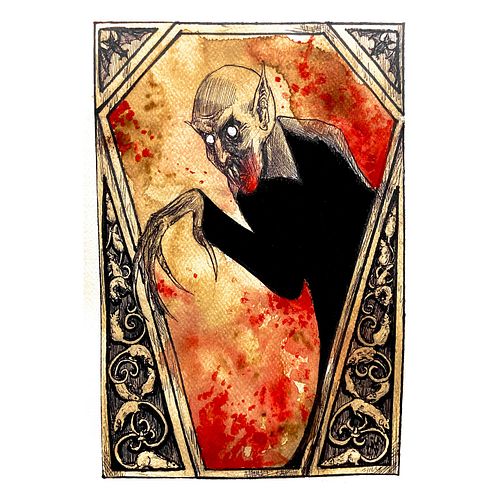 “Nosferatu” Tinta, Café y Acrílico sobre Papel. @focusfeaturesmx esta es mi humilde forma de pedir que me hagan partícipe de ...