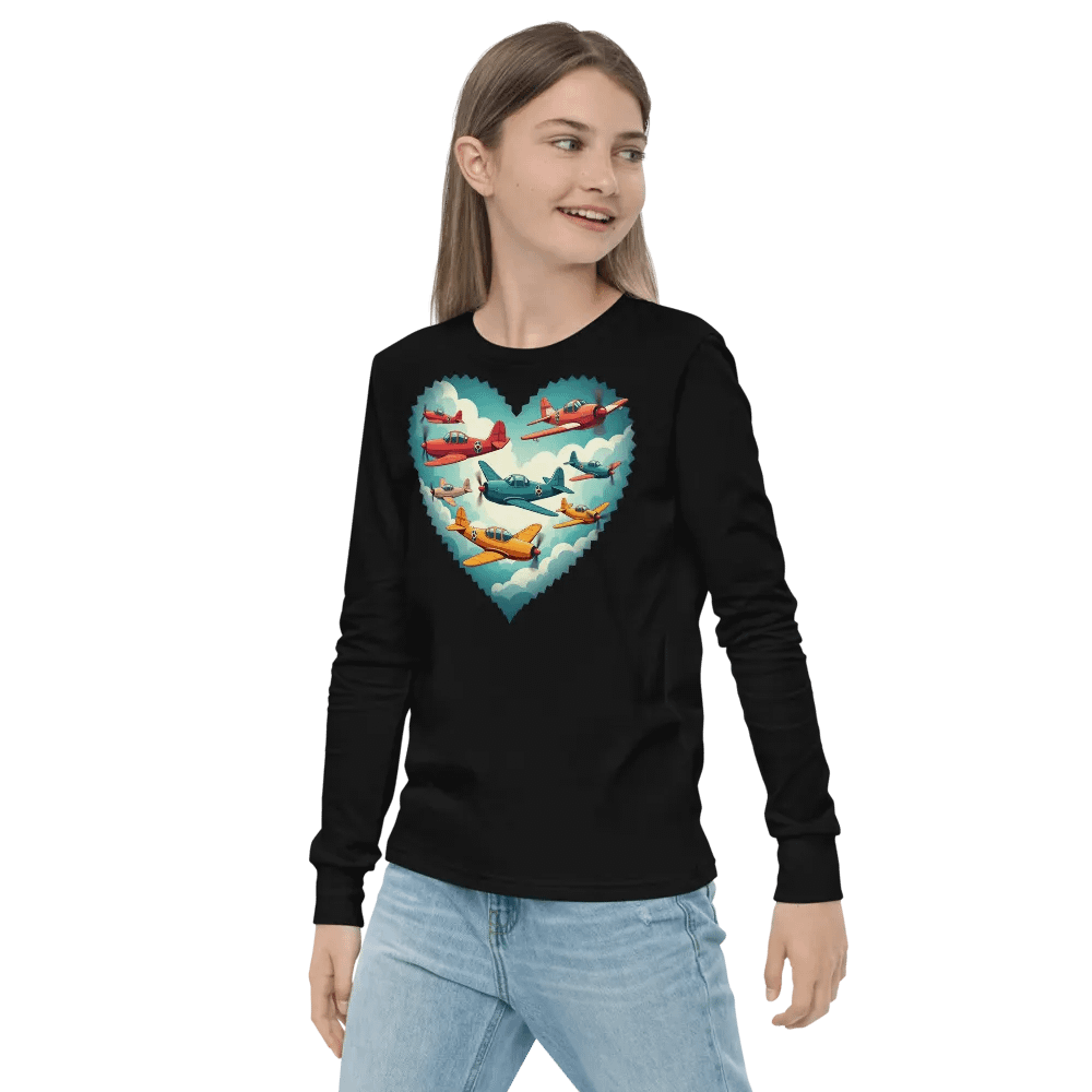 Whimsical Airplane Adventure Youth Long Sleeve T-Shirt product image (10)