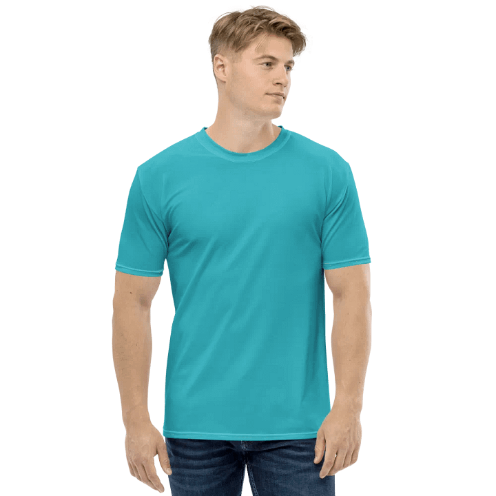 Plain Turquoise Blue Light Summer Men's Crewneck Polyester Heavyweight Premium T-Shirt by Treasure Pie product image (1)