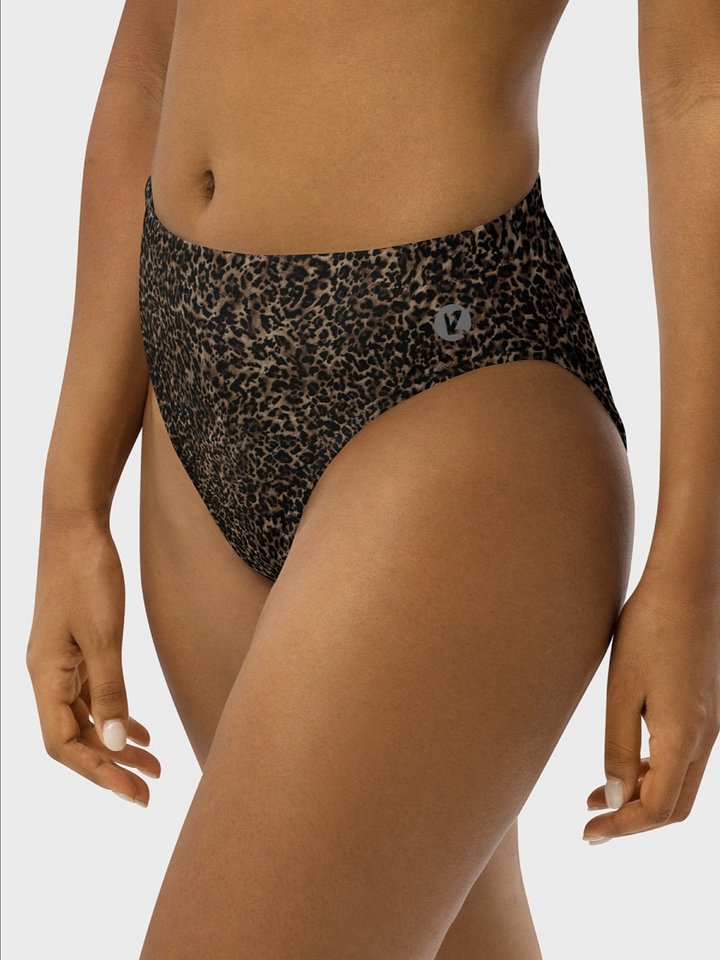 Recycled High-Waisted Bikini Bottom "Chic Dark Brown Leopard" Printed product image (1)
