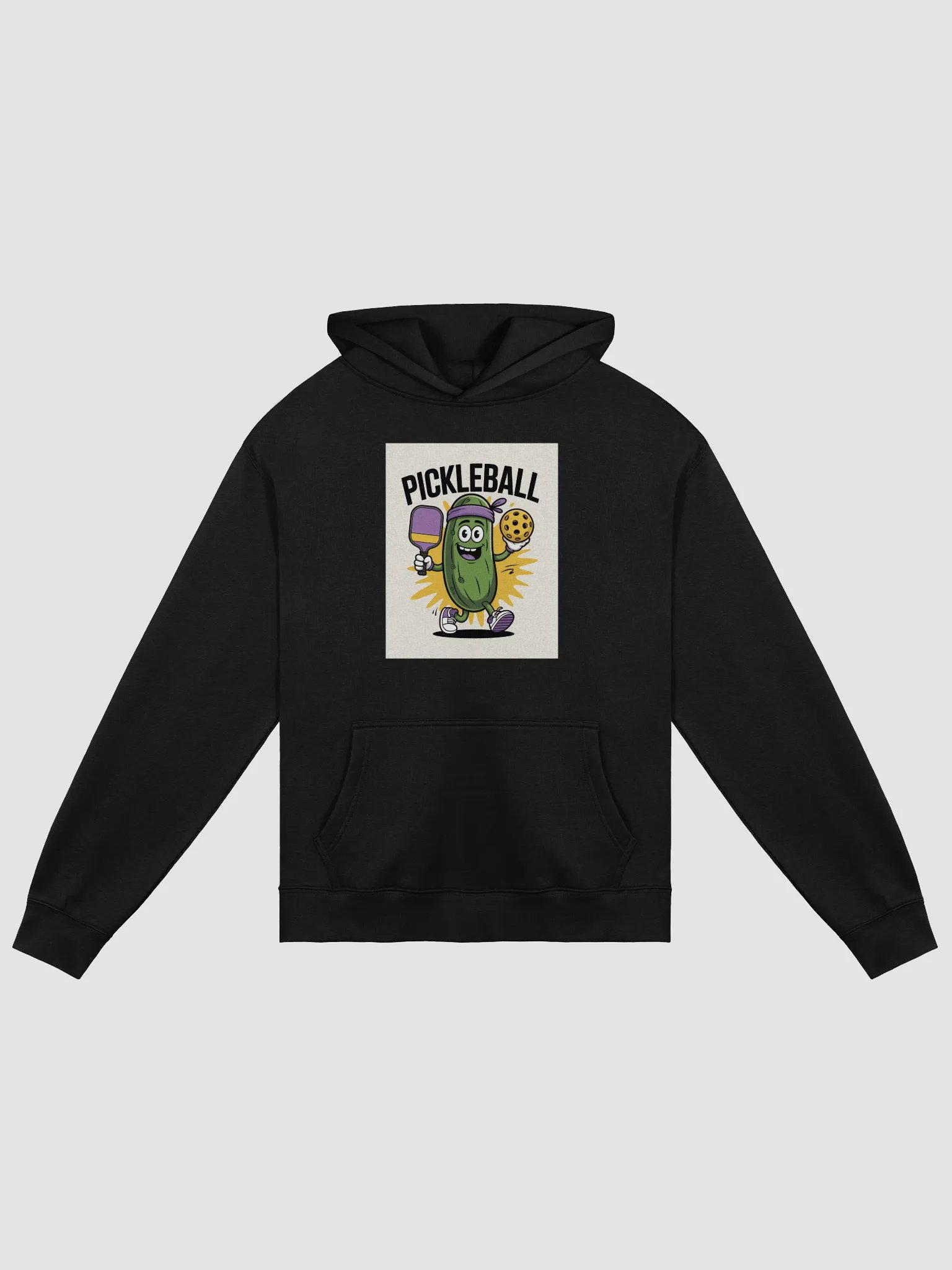 "Pickleball Power Hoodie – Funny Pickle Character Design" product image (1)