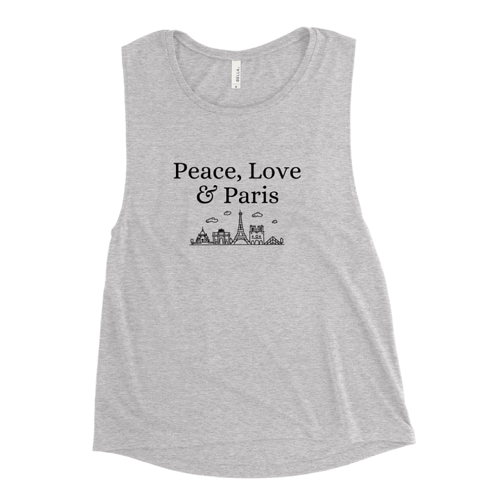 Peace, Love and Paris with Monuments Women's Flowy Muscle Tank | Black Ink product image (2)
