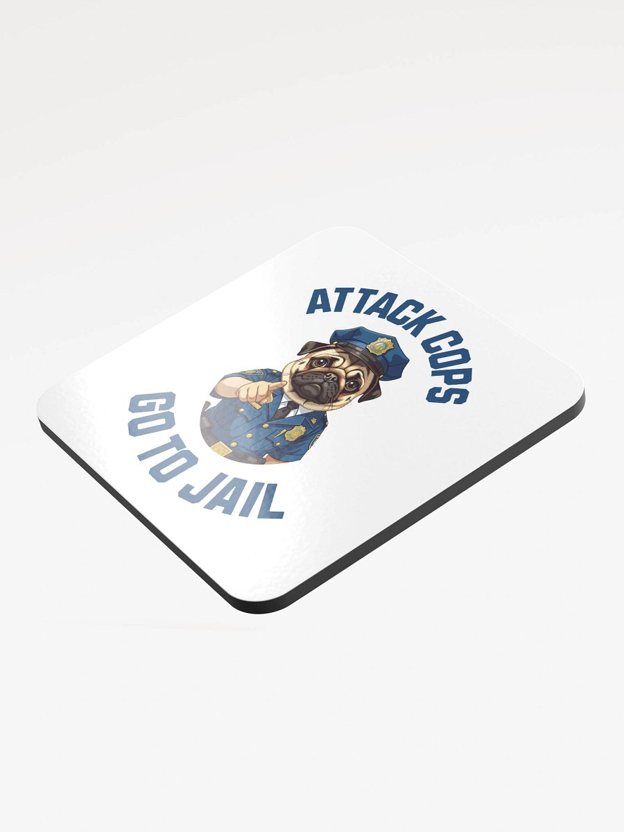 "Attack Cops Go to Jail" coasters - blue ink product image (3)