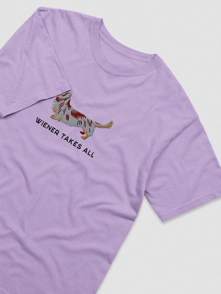 Wiener Takes All T-Shirt(Embroidered) of a Longhaired Dachshund(Red Dapple) product image (27)