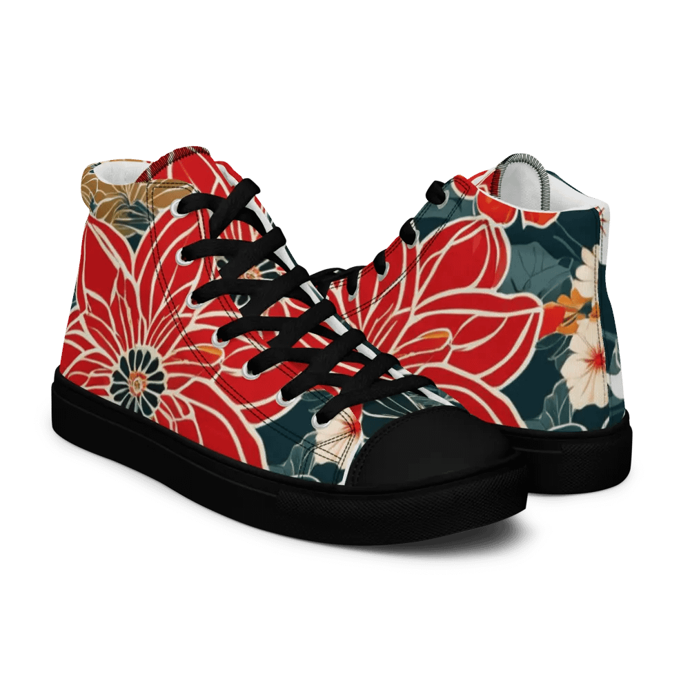 Red Flowers Women's High Top Shoes product image (11)