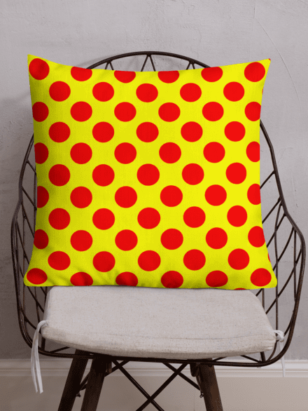 Red Polka Dots on Yellow Premium Throw Pillow product image (1)