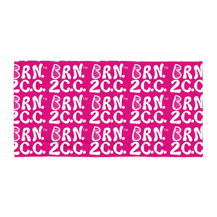 BRN.2C.C.™ | Coastal Classic Beach Towel | All-Over Logo Print | Vibrant Colors for Salty Souls | White Logo on Brilliant Rose product image (1)