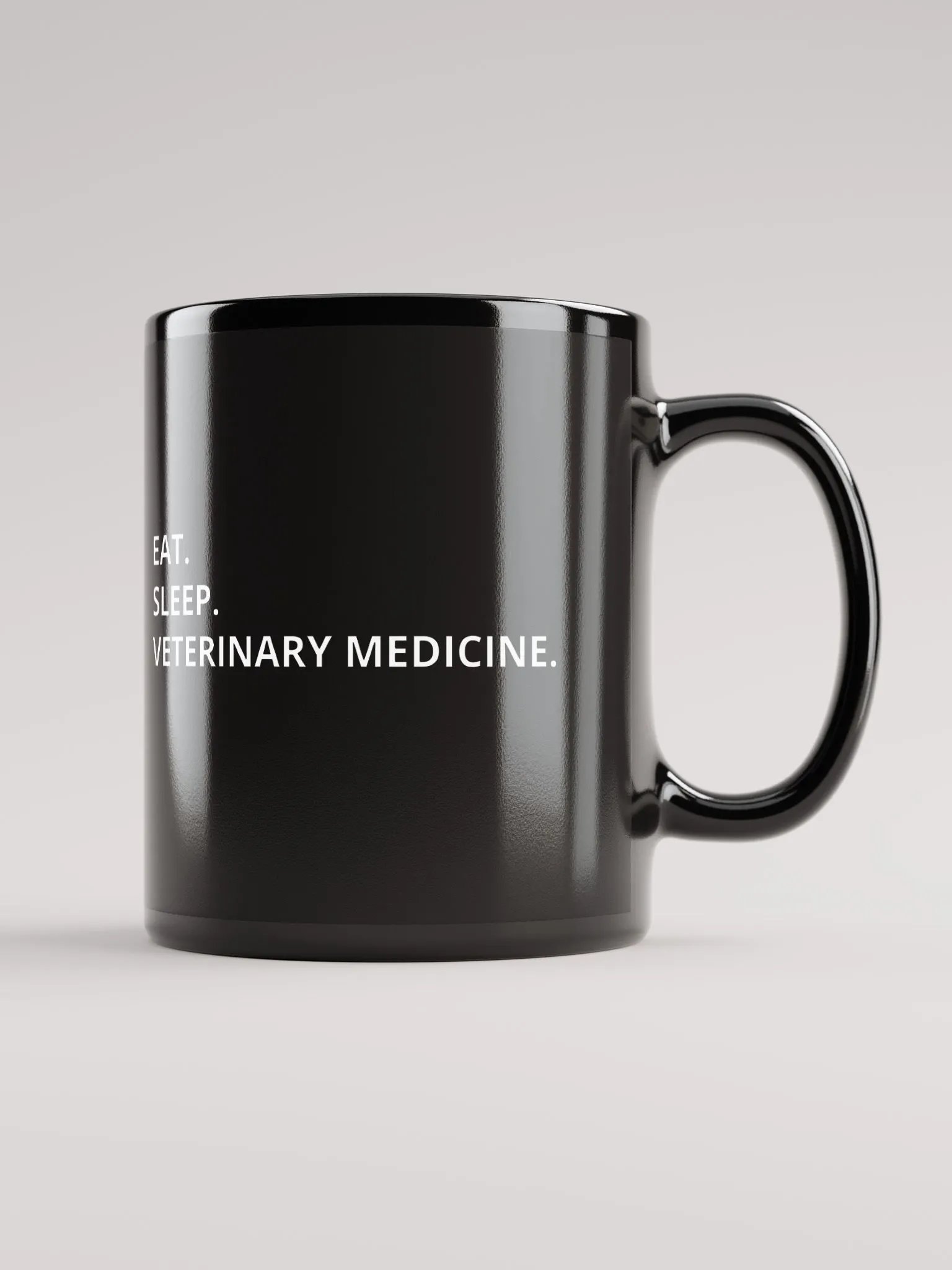 "Eat, sleep, veterinary medicine" black glossy mug product image (4)