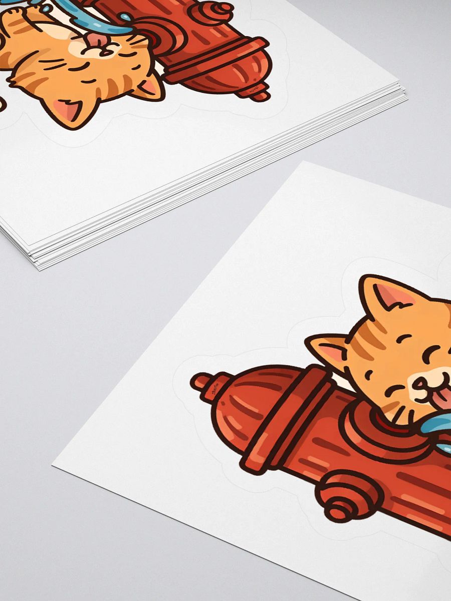 cat that likes water sticker product image (12)