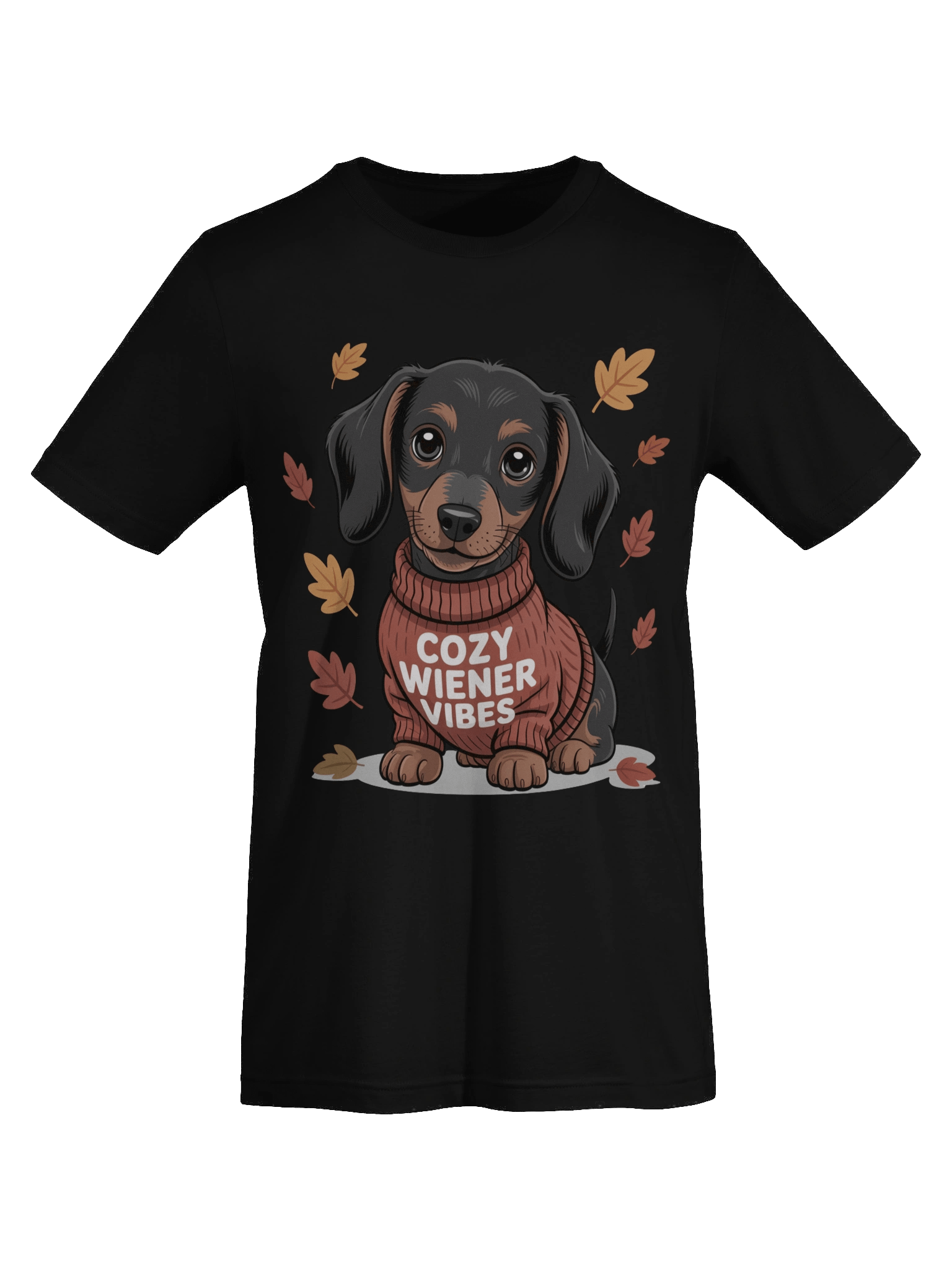 Cozy Wiener Vibes Fall Dachshund T-Shirt product image (7)