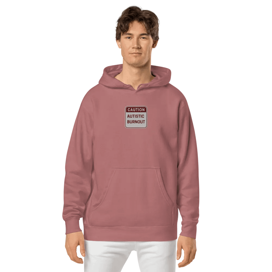 CAUTION: ASD BURNOUT embroidered pigment hoodie (maroon design) product image (3)