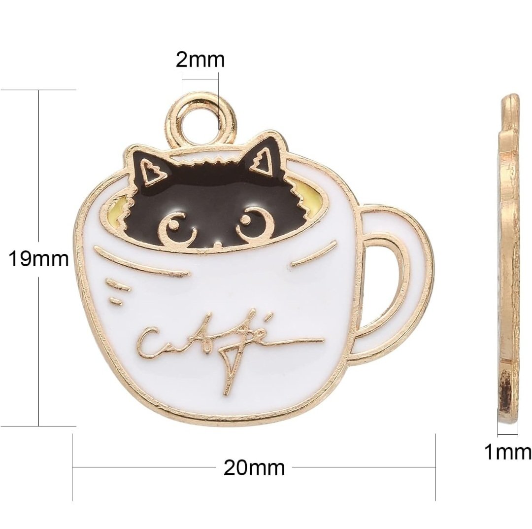 Purrrfectly Cozy Café Cat Earrings - Gold Dangle Hooks product image (4)