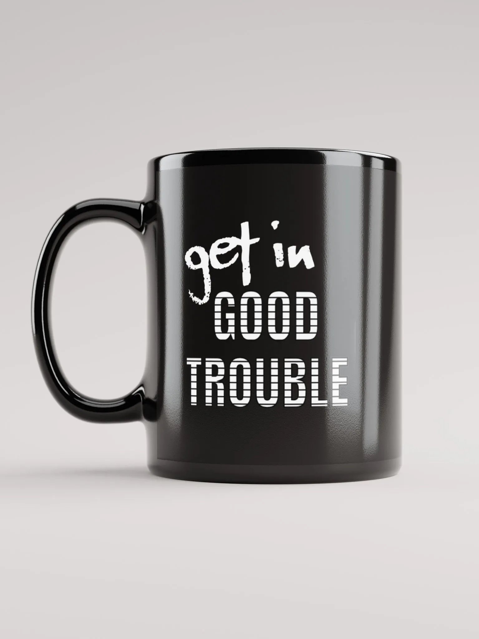 Good Trouble 2-Sided Black Mug, 11 oz, product image (1)