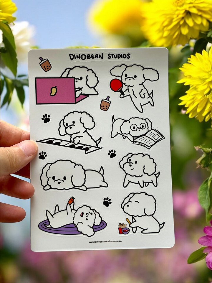 Wuffle White Poodle Dog Sticker Sheet product image (1)