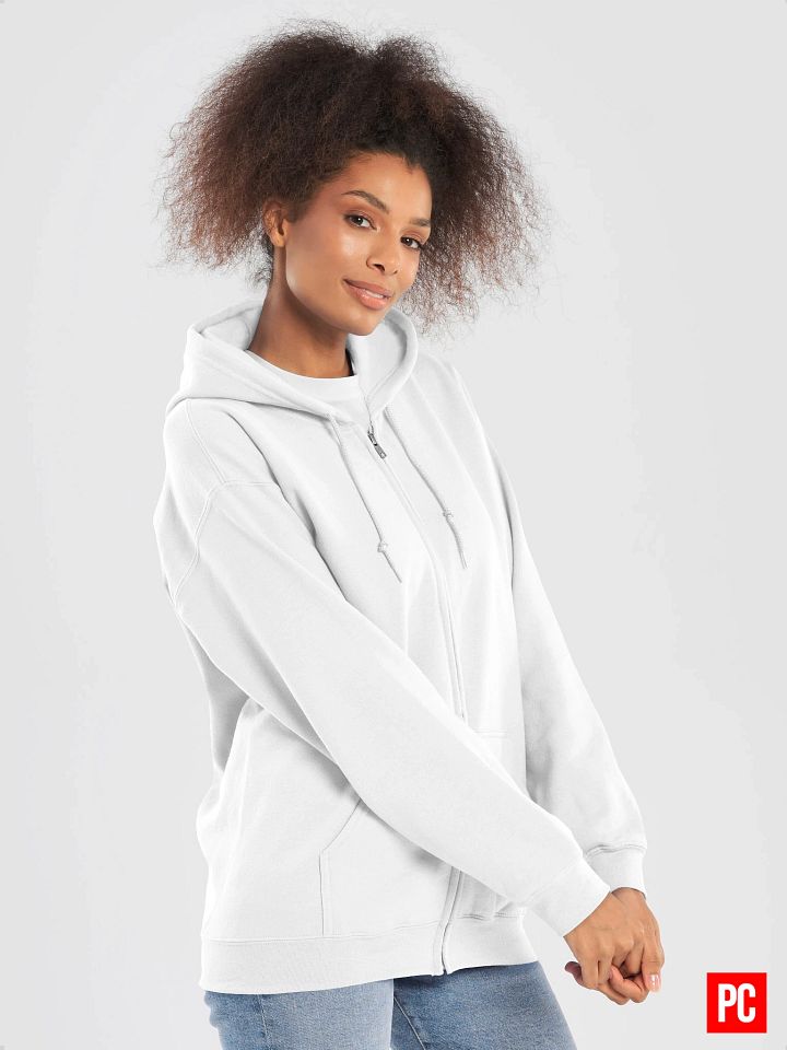 Plain Color White Zip Hoodie product image (1)