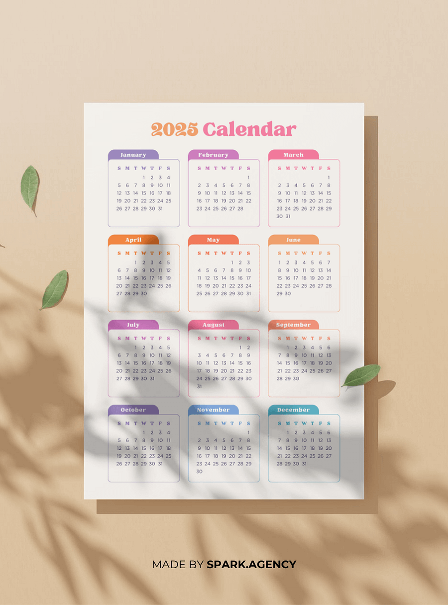 Colorful Tabs Yearly 2025 Annual Calendar product image (3)