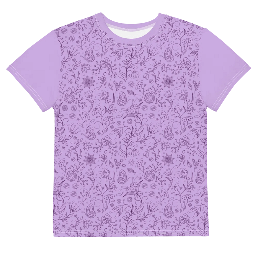 Light Purple Lilac Floral Youth T-shirt product image (6)