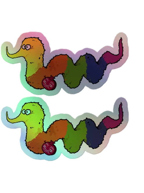 Inch Worm holographic stickers product image (1)