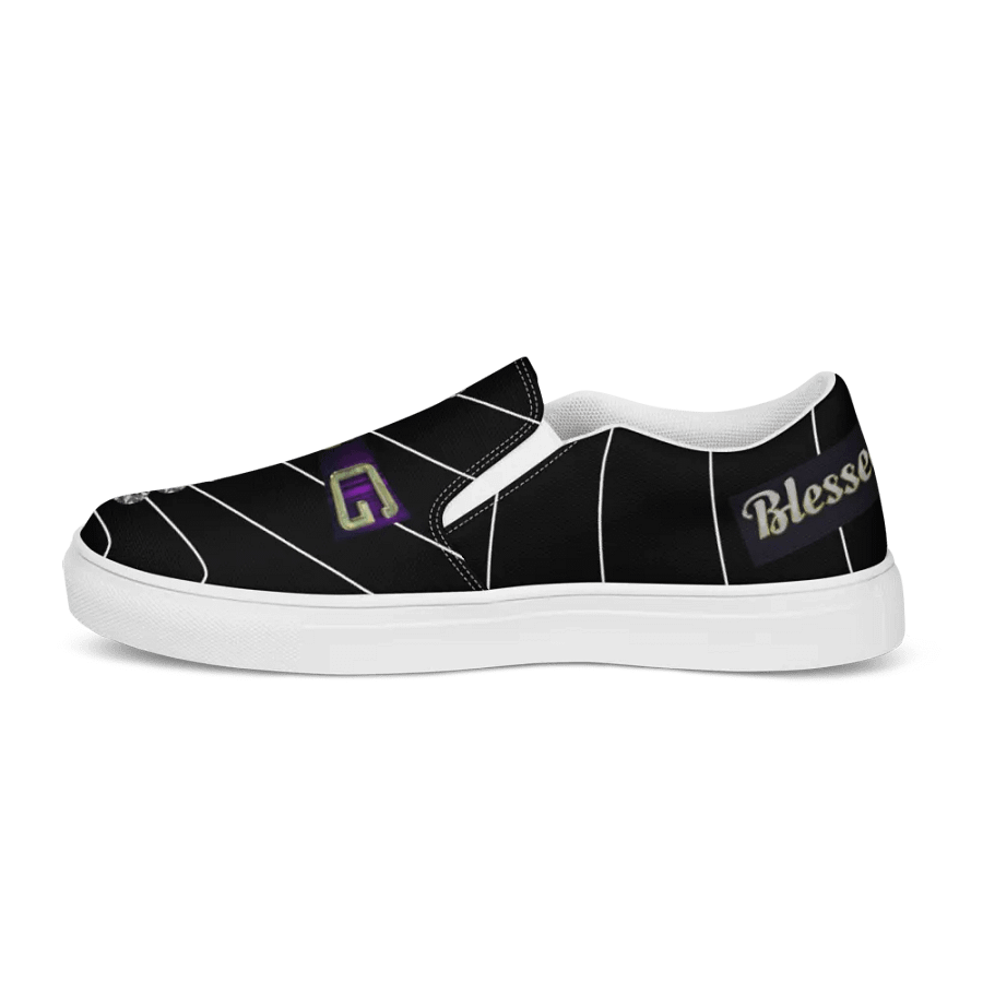BBG Black Pinstripe Men's Diamond Cross Slip Ons product image (10)
