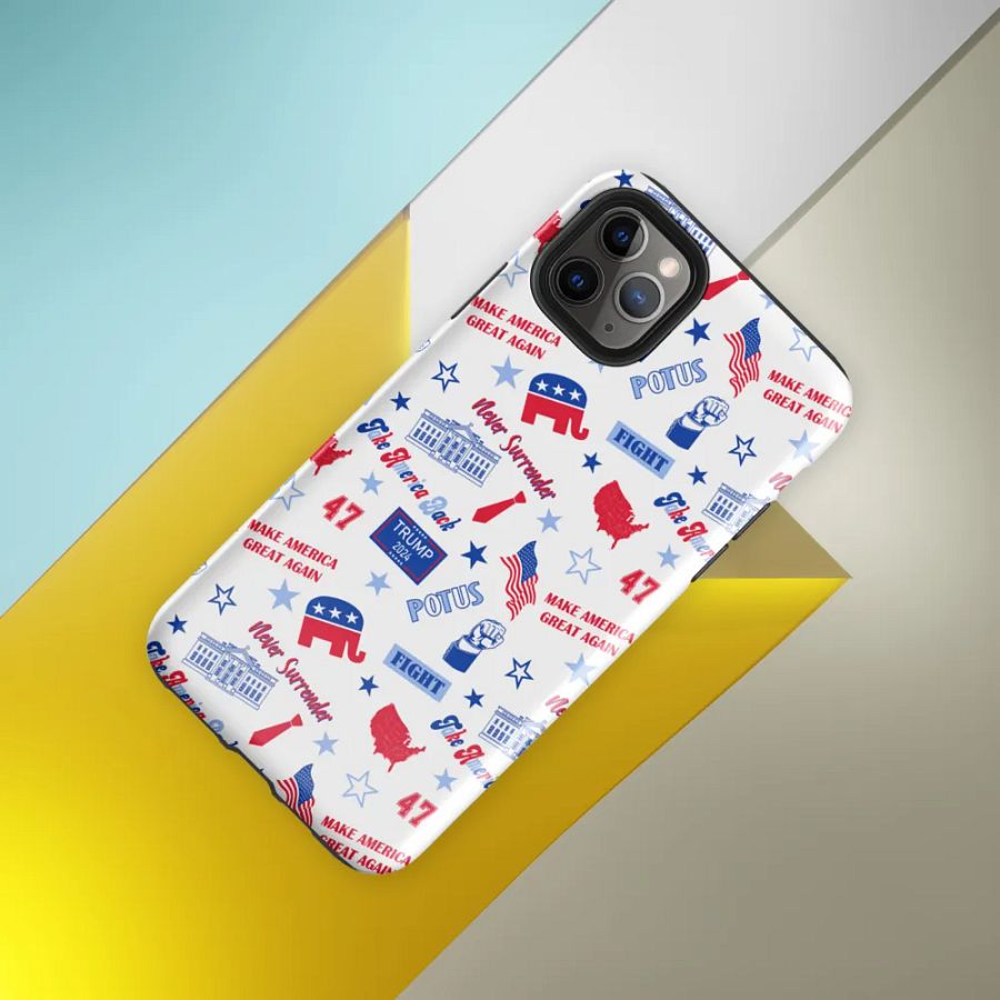 Trump 2024 Republican Patriot Make America Great Again White Pattern Phone Case for iPhone product image (8)