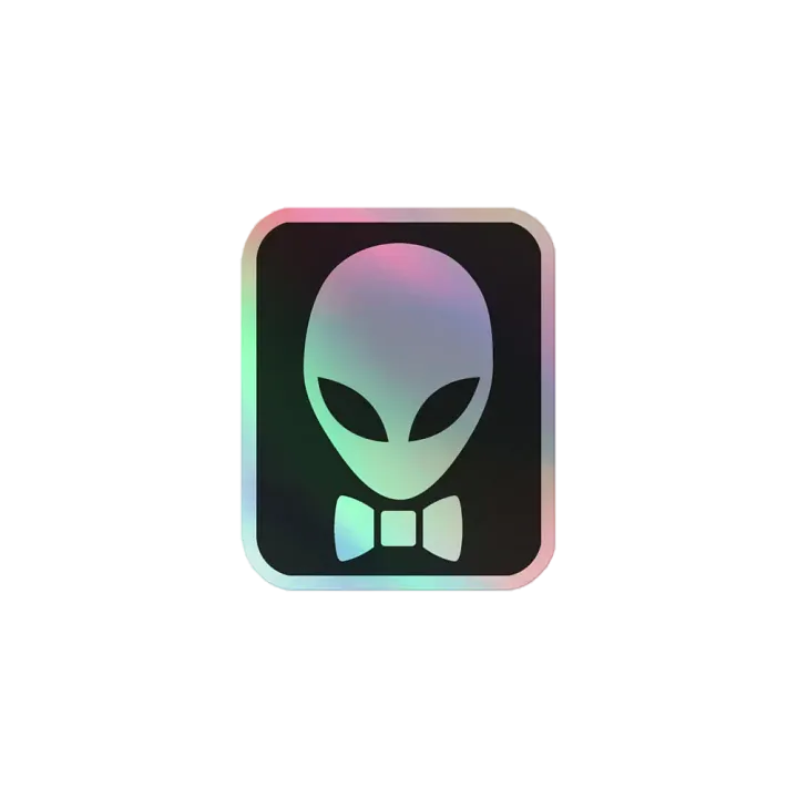 Alien with Bow Tie Holographic Sticker product image (1)