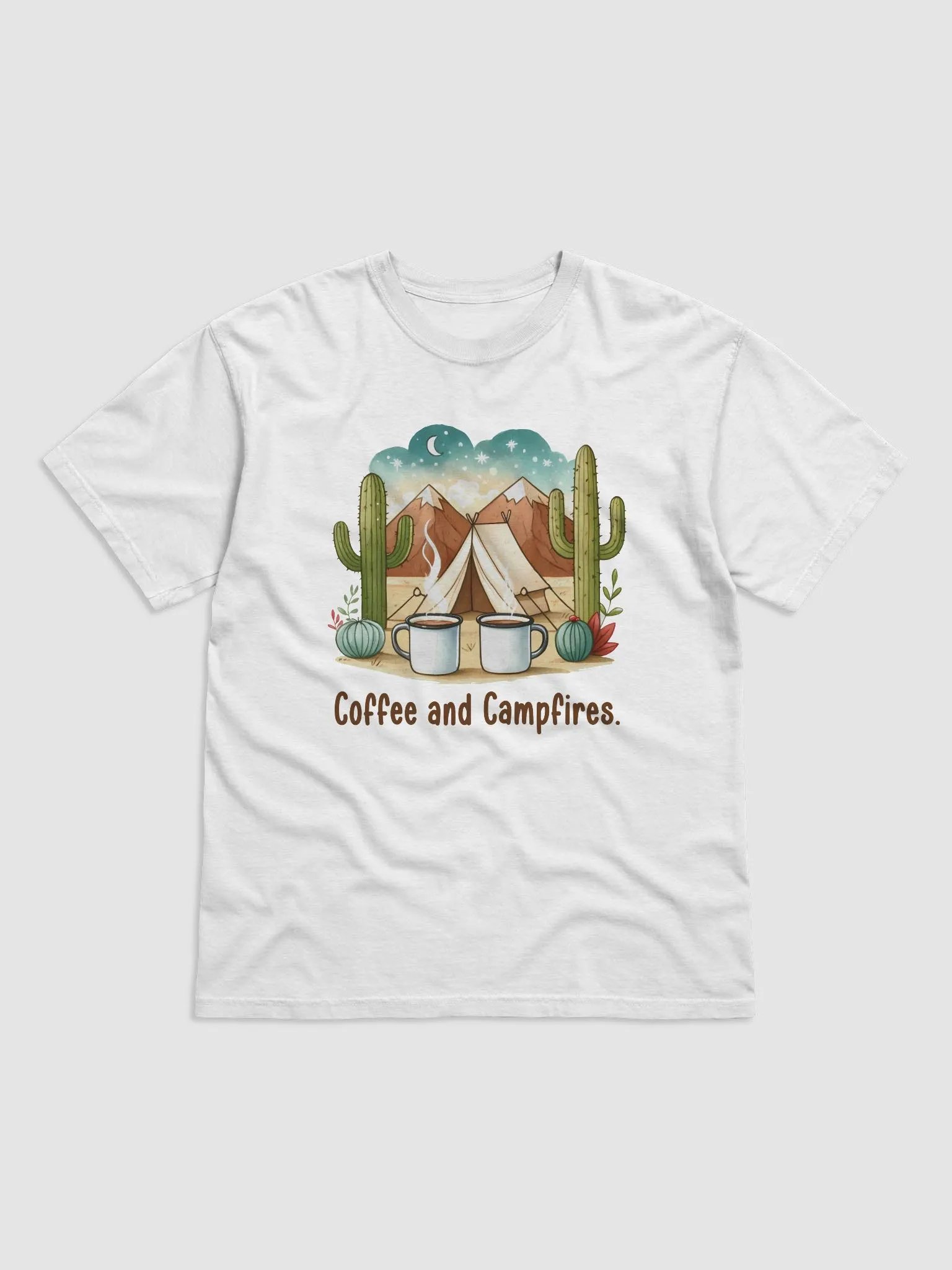 Coffee and Campfires Under Starry Skies Unisex Heavyweight T-Shirt product image (3)