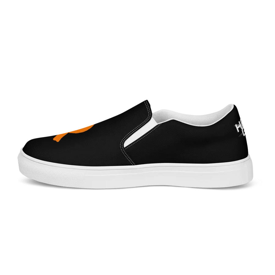 White HApex Gear White Logo Cancer Awareness Orange Ribbon. Black Men's Slip-On Canvas Shoes product image (8)