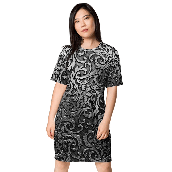 Swirling Silver Elegance T-Shirt Dress product image (1)