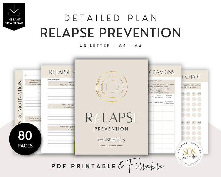 Relapse Prevention Plan Workbook for Addiction Recovery: Self-Help Tools & Therapist Resources product image (1)