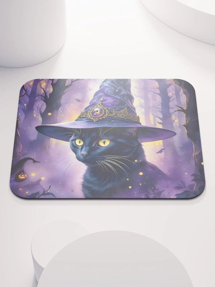 Black Cat In Wizard Hat Mouse Pad product image (2)