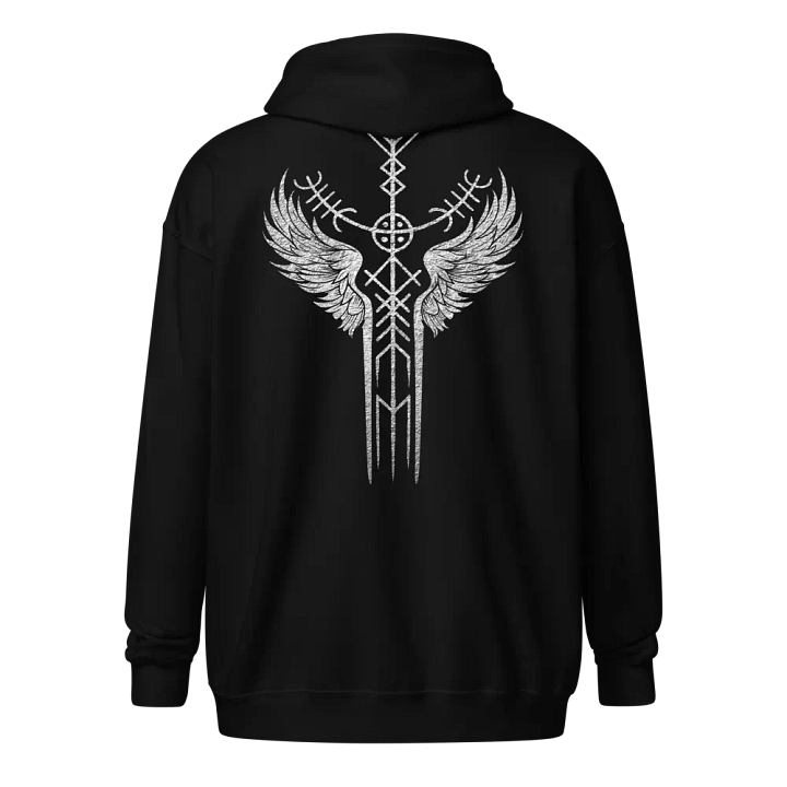The Valkyrie Stave Zip Hoodie (grunge print) product image (1)